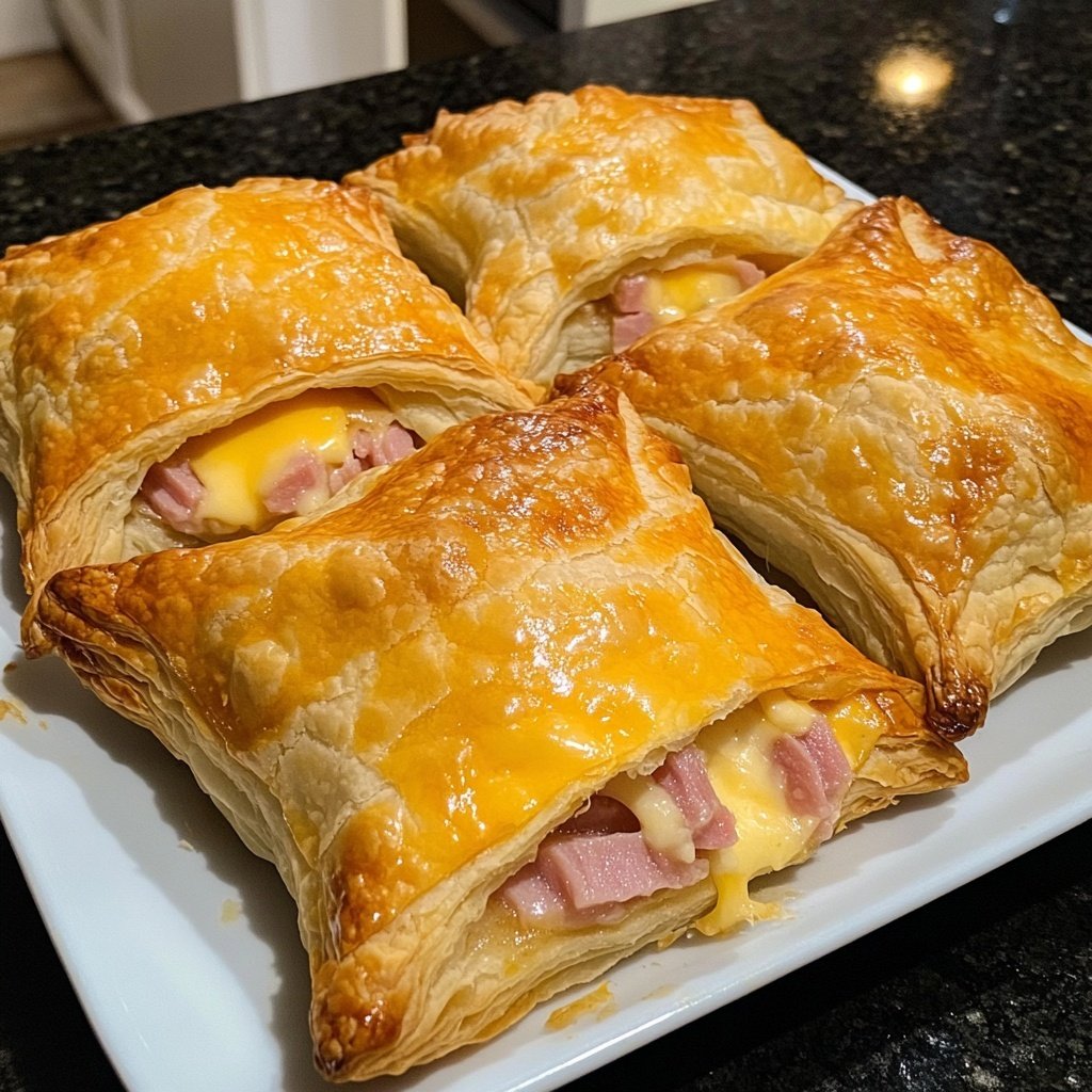 Ham and Cheese Puff Pastry Pockets