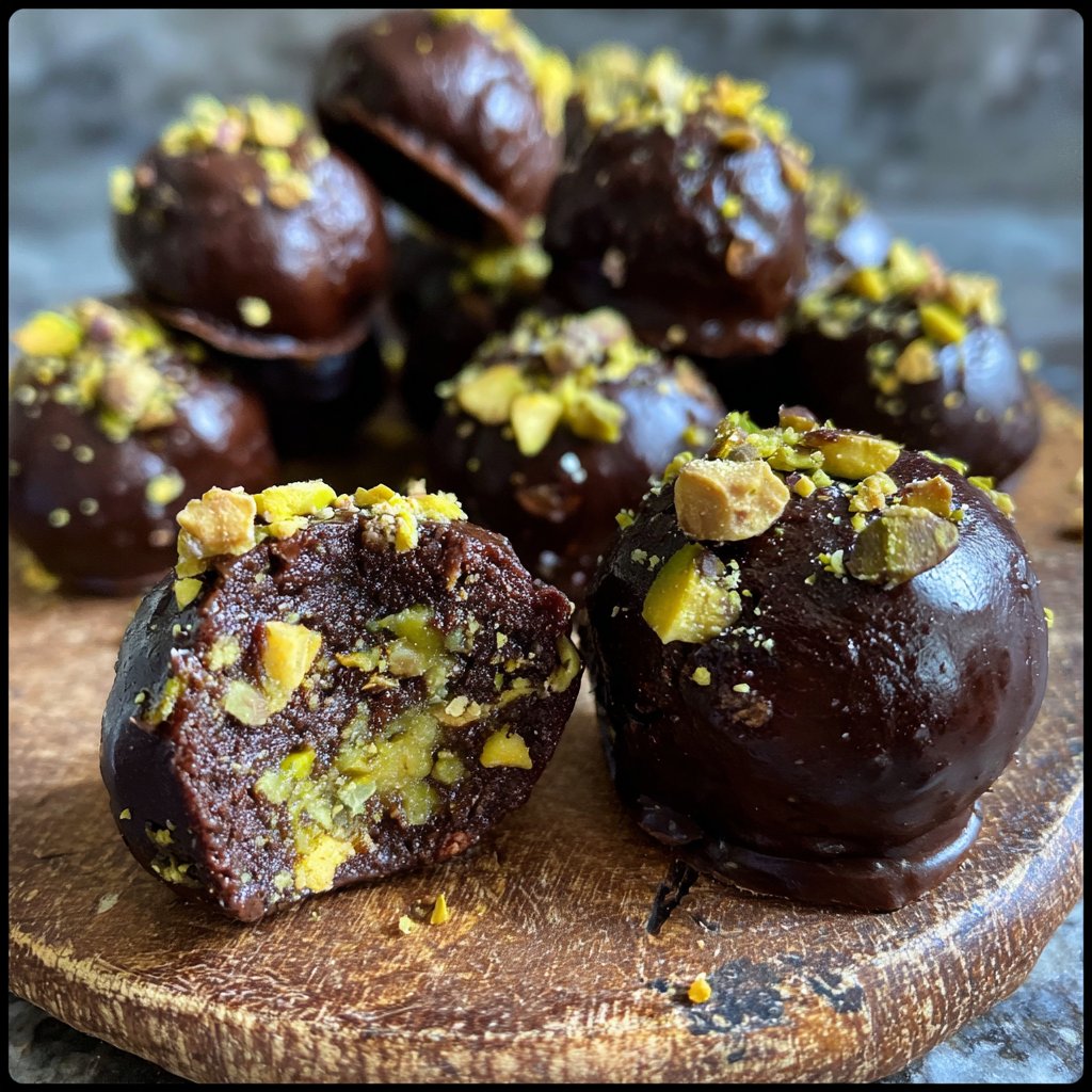 Chocolate Pistachio Fudge Bites
