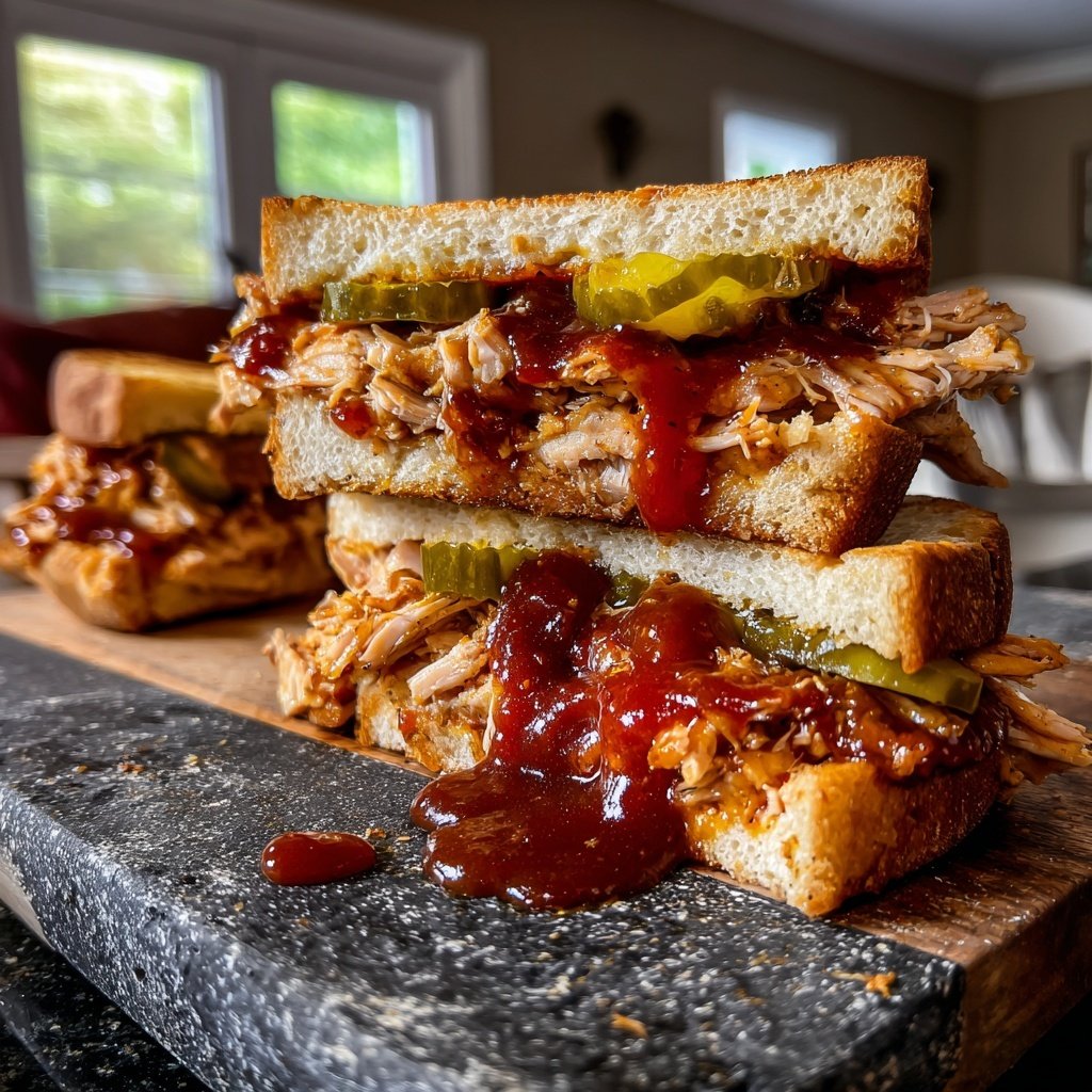 Spicy Crockpot BBQ Chicken Sandwiches