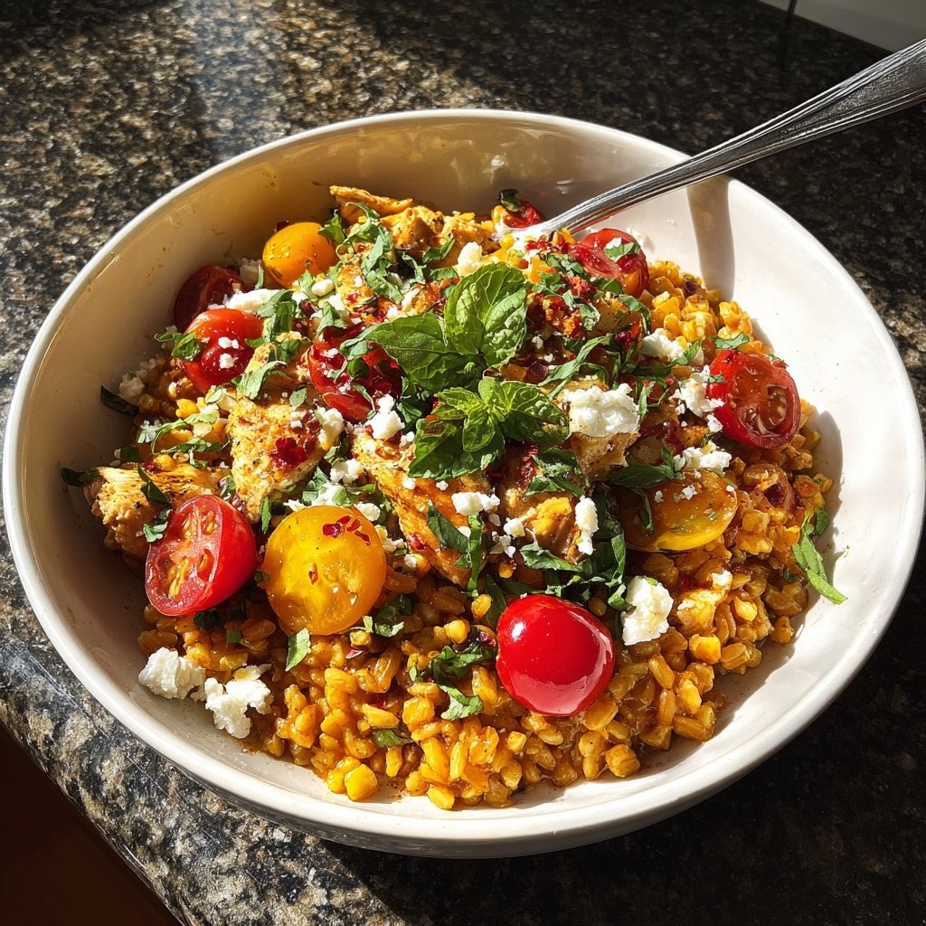 Mediterranean Farro Bowl With Chicken