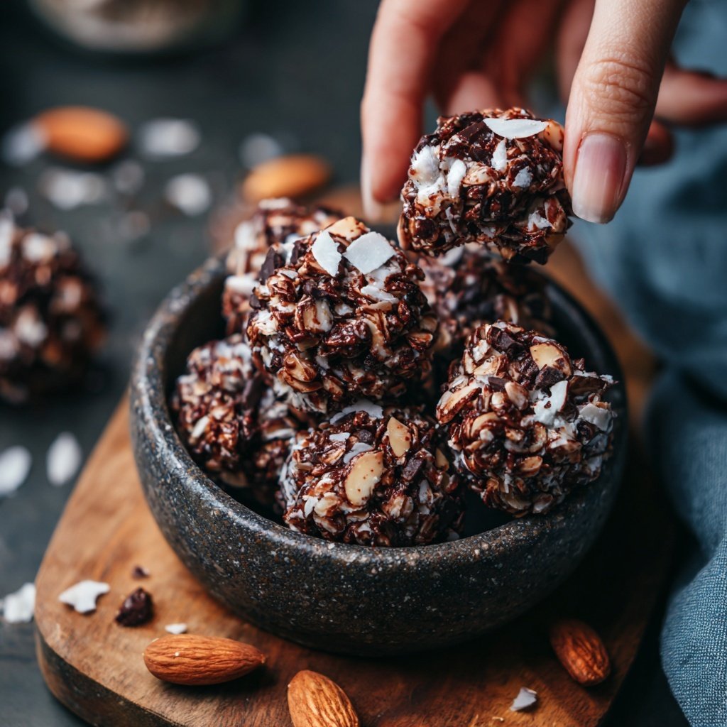 Chocolate Almond Coconut Granola Bites