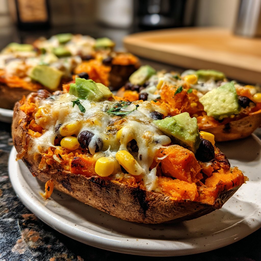 Baked Sweet Potato Veggie Boats