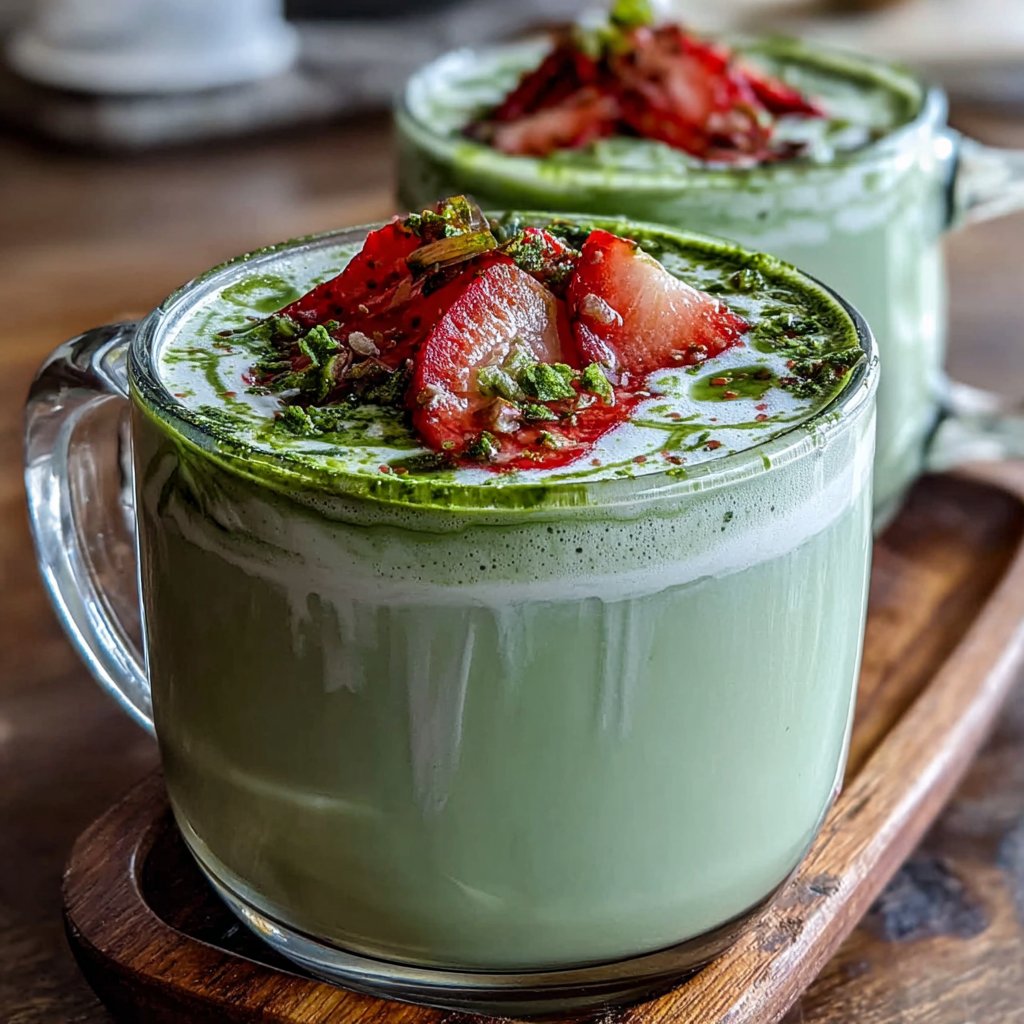 Strawberry Matcha Latte With Milk
