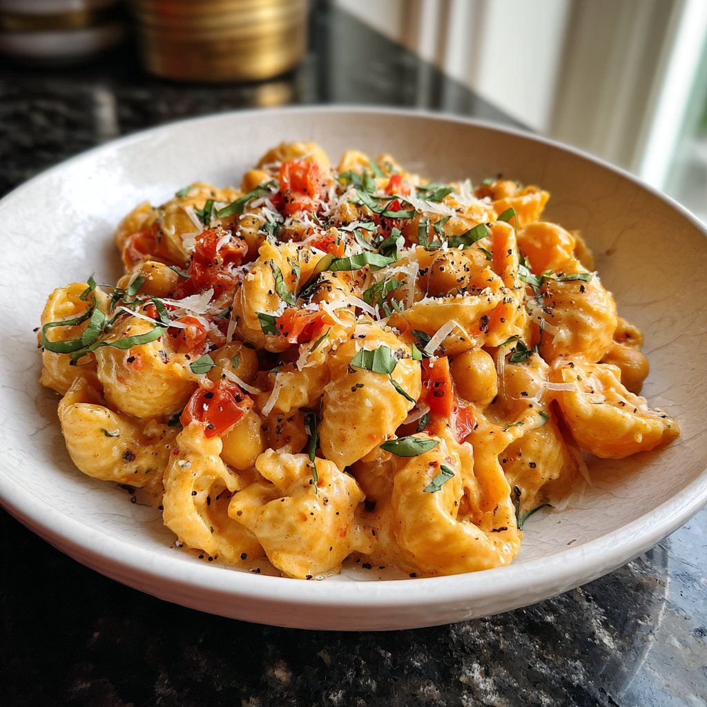 Creamy Tomato Chickpea Pasta