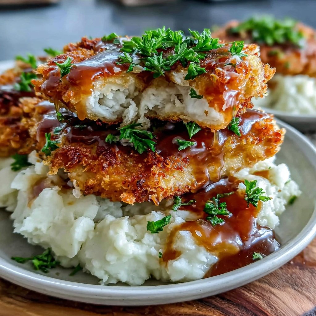 Mashed Potatoes With Crispy Chicken Cutlets