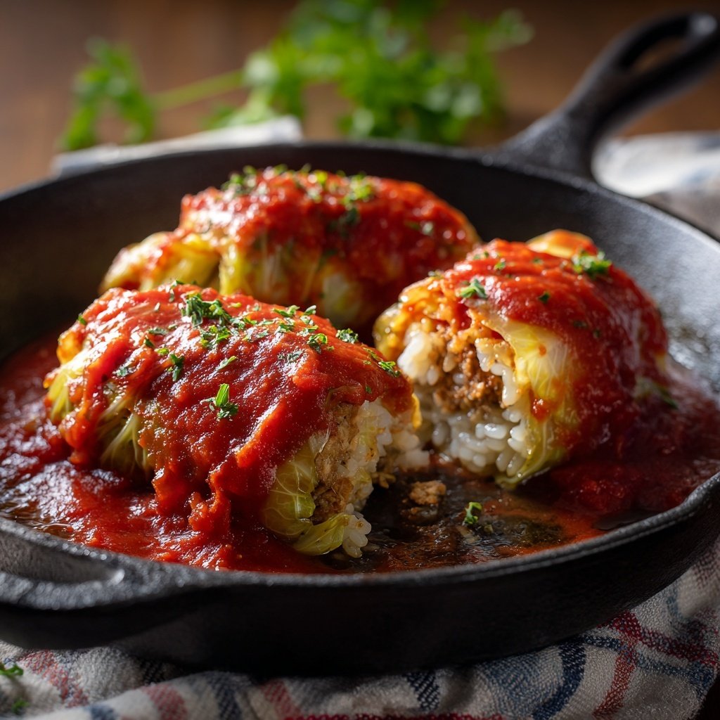 Hamburger Meat And Rice Stuffed Cabbage