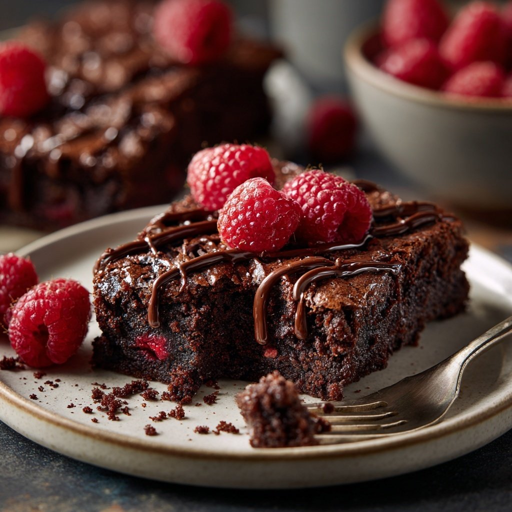Cottage Cheese Brownies with Raspberries