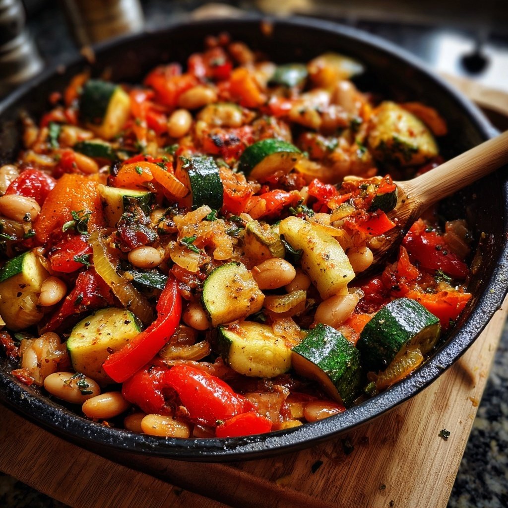Roasted Veggie White Bean Skillet